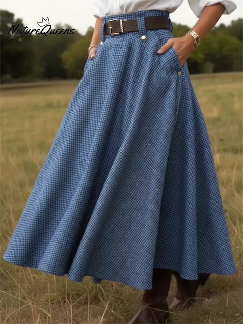 Women's Elegant High Waist Twill Umbrella Skirt
