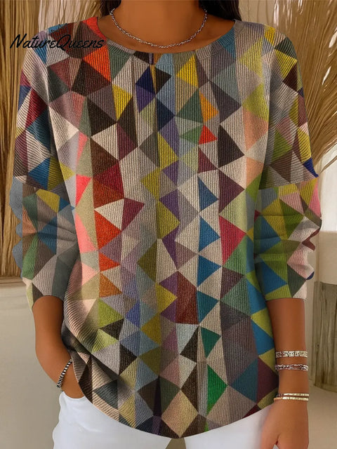 Women's Abstract Stripes Casual Pullover Sweater