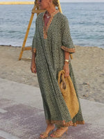 Women's Retro Pattern Art Print Casual Cotton Dress