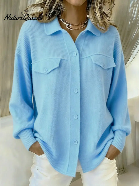 Casual Loose-fitting Shirt-style Knit Sweater