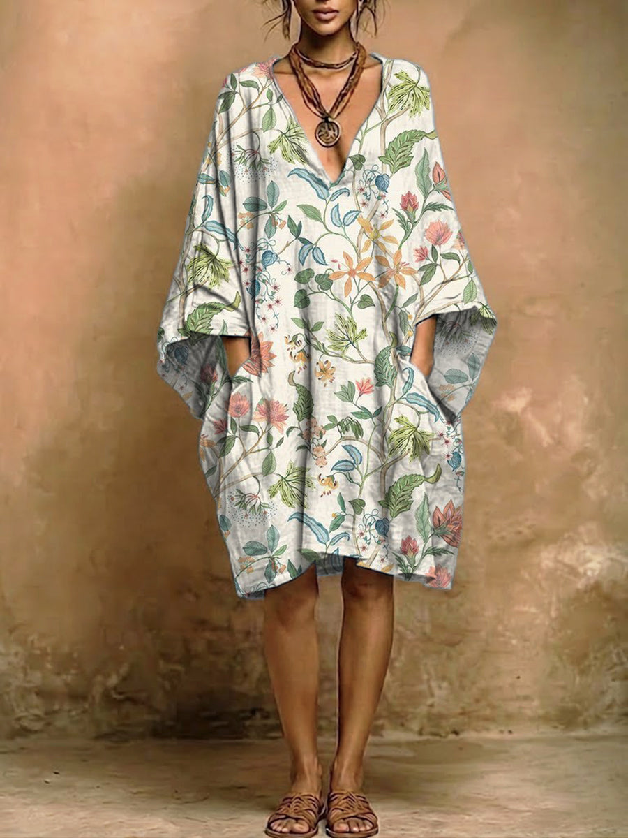 Women's Floral Print Casual Pocket Dress