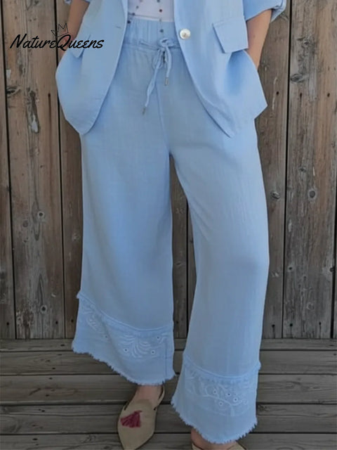 Casual Cozy Lace Patchwork Linen Trousers