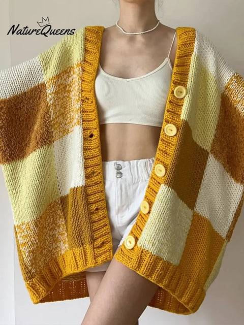 Women's Cozy Loose Plaid Cardigan