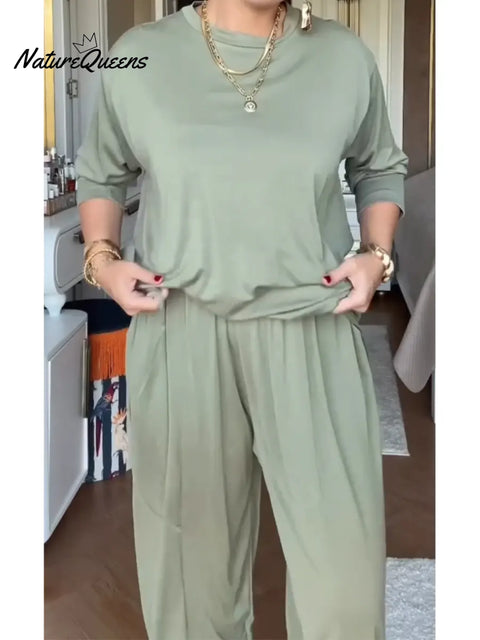 Women's Comfortable Loose-fitting Top And Pants Two-piece Set