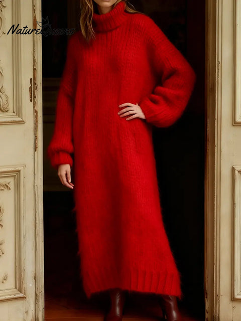 Women's High-neck Loose Long Sweater Dress