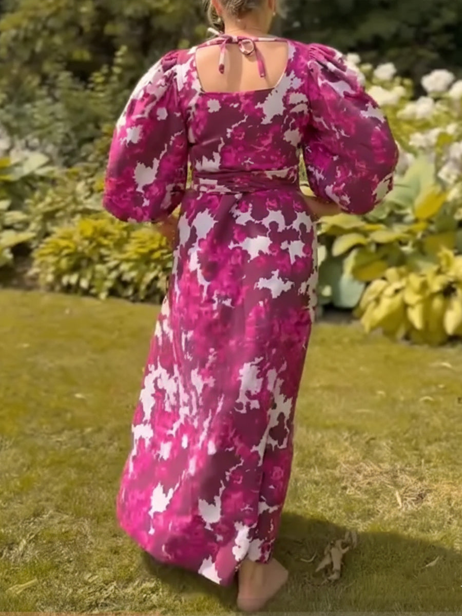 Artistic Printed Linen And Cotton Dress