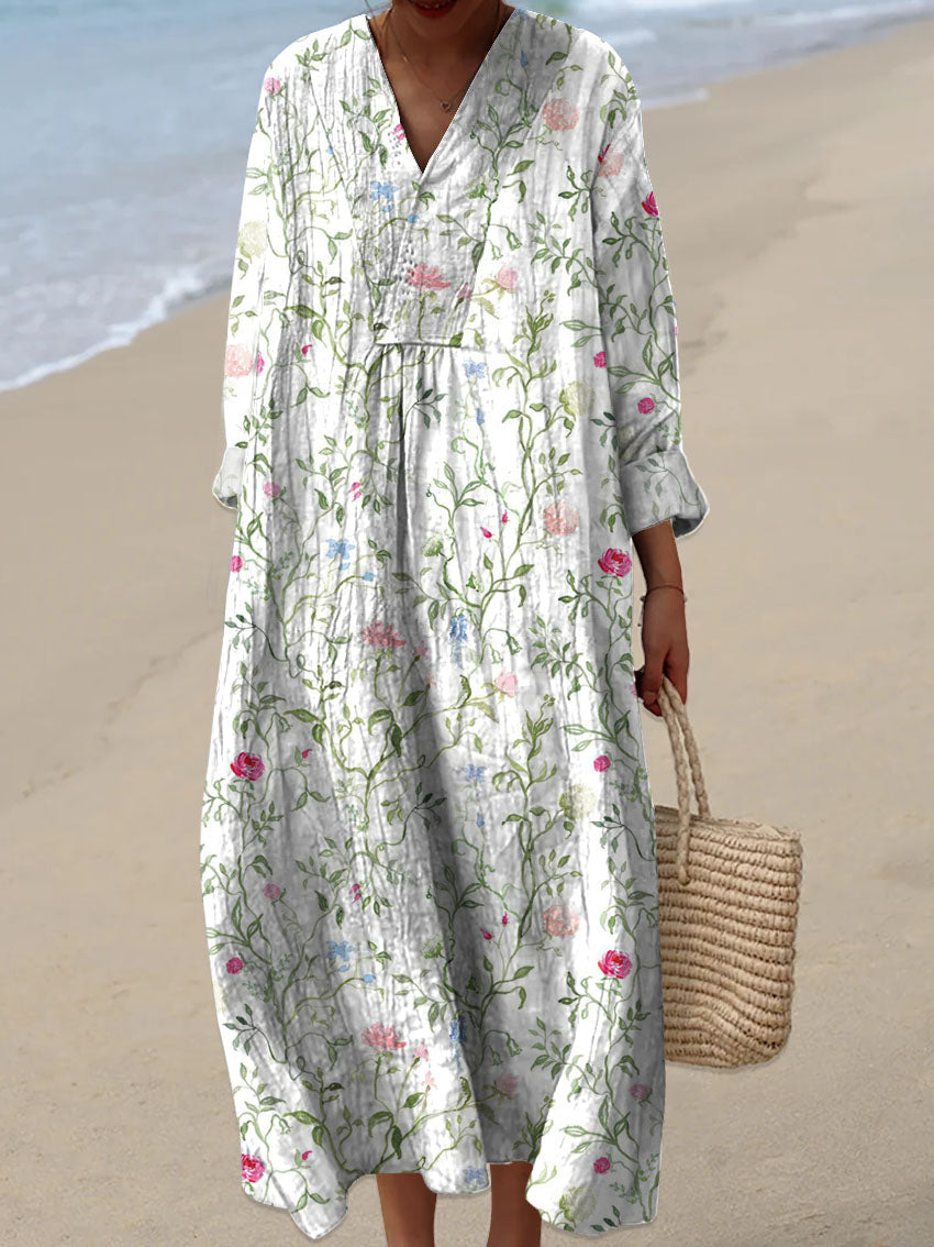 Women's Vintage Flower Art Print Dress