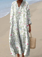 Women's Vintage Flower Art Print Dress