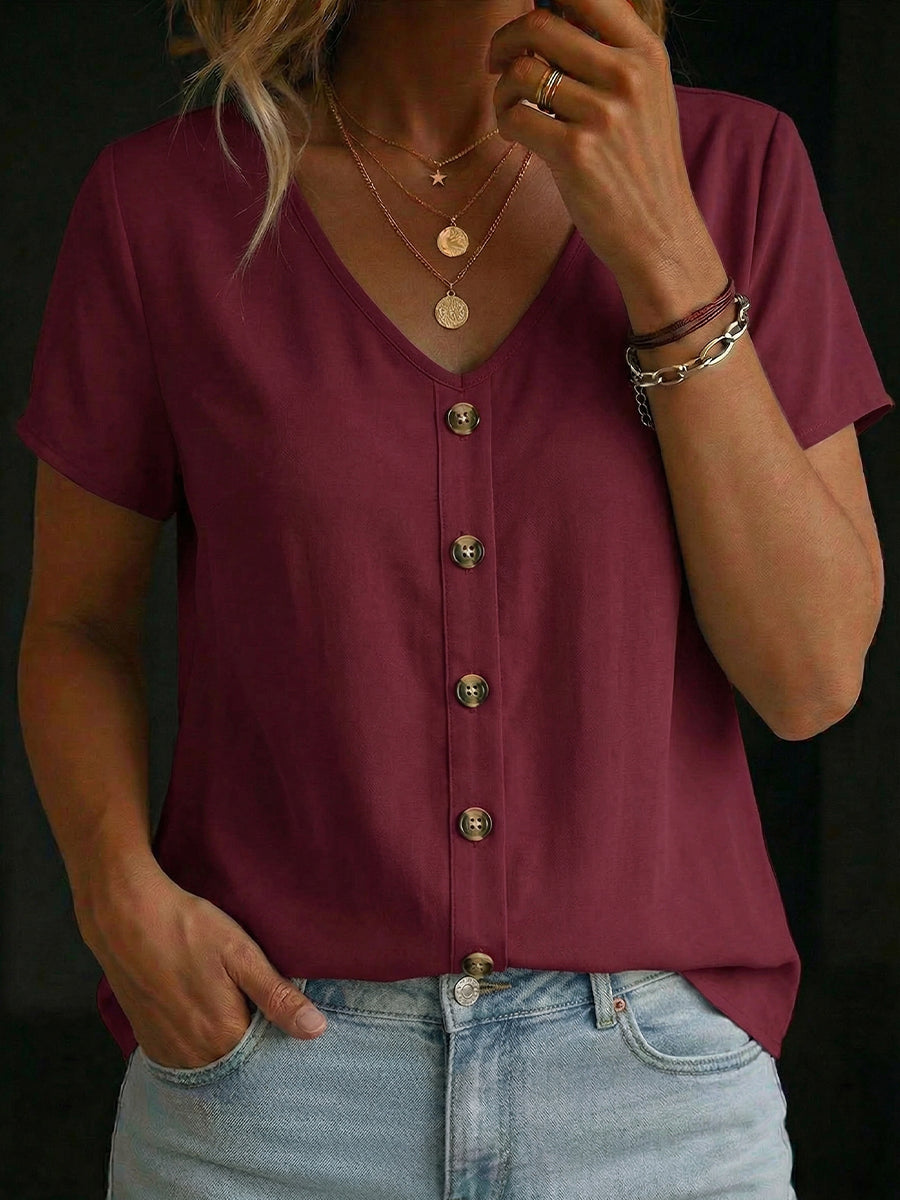 Women's Short-sleeve V-neck Shirt