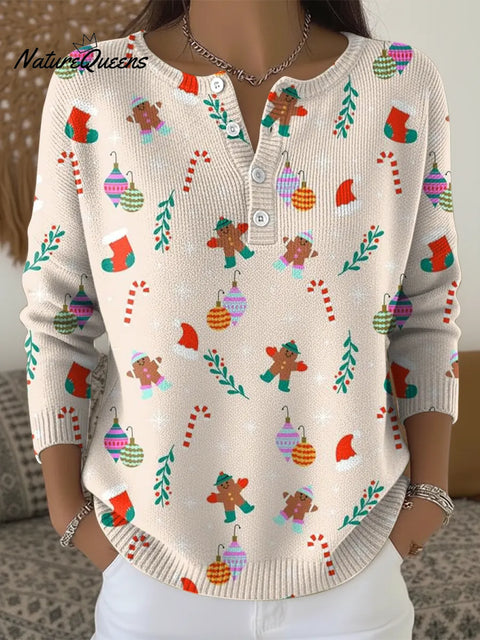Women's Cute Christmas Elements Casual Printed Sweater