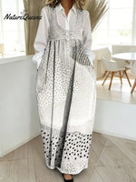 Women's Retro Geometry Art Print Casual Cotton Denim Dress