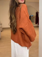 Loose And Cozy Linen-cotton Shirt With Neck Ties