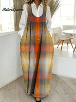 Women's Plaid Pattern Art Print Casual Cotton Denim Dress