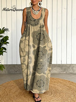 Women's Floral Pattern Art Print Casual Cotton Denim Dress