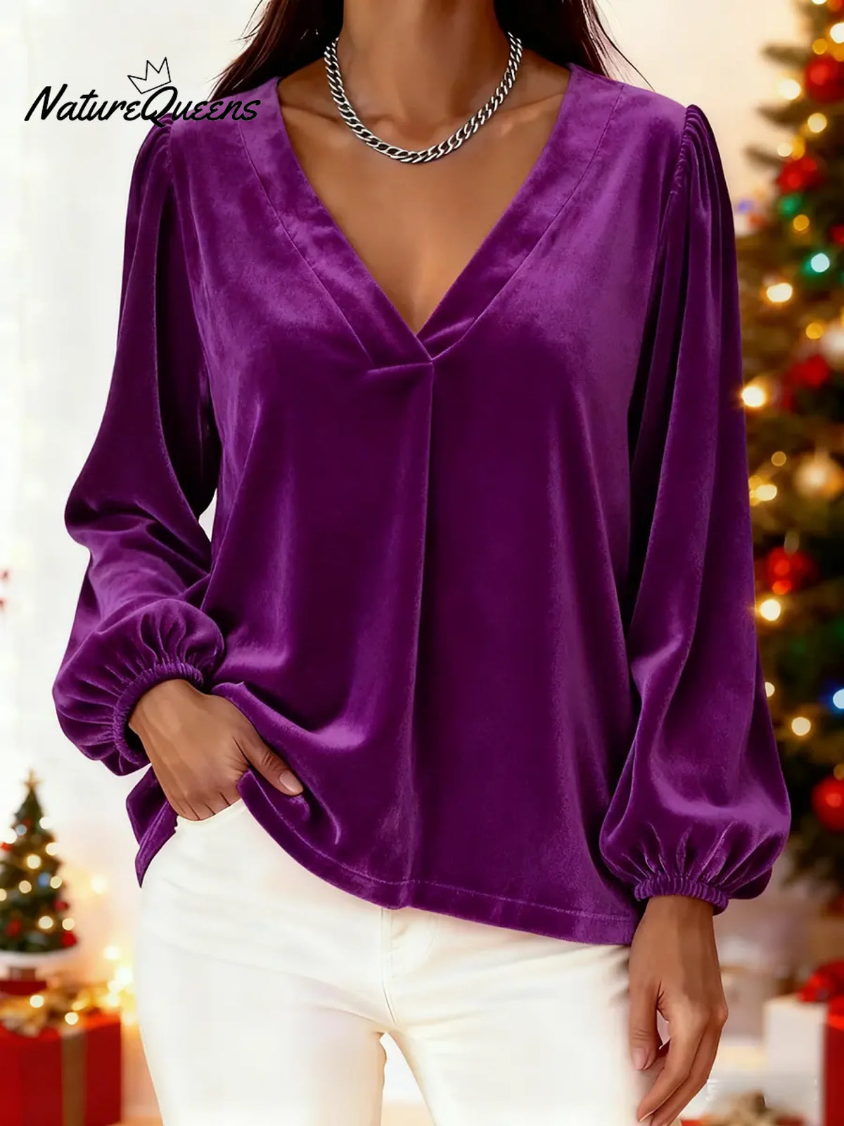 Women's Velvet V-neck Top