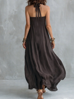 Minimalist Solid-color Halterneck Loose Maxi Dress
