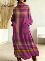 Women's Vintage Geometry Pattern Art Print Casual Cotton Knitted Dress