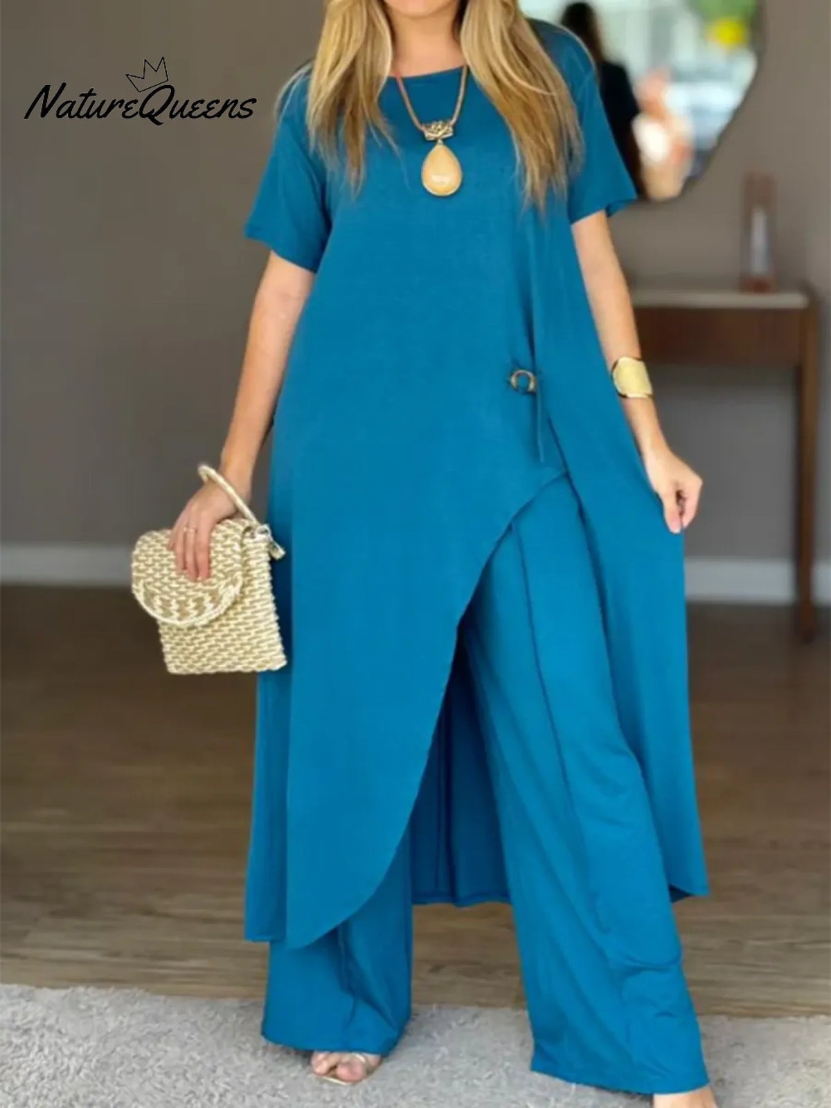 Cozy Soft Button-down Top And Pants Two-piece Set