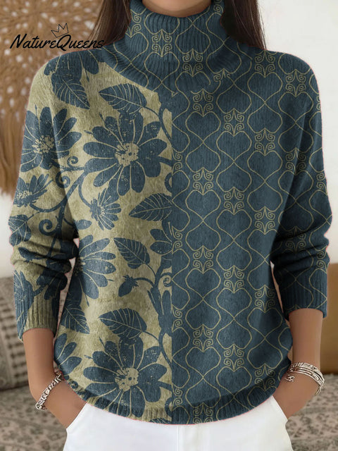 Women's Retro Flowers Pattern Art Print Casual Cotton Shirt