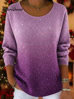 Christmas Galaxy Glitter Gradient Knit Sweater Top