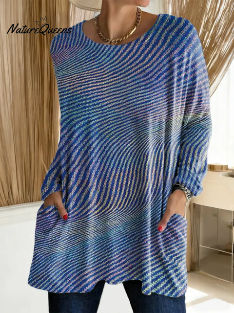 Women's Abstract Pattern Art Print Casual Cotton T-shirt