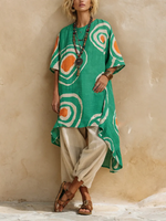 Artistic Print Cotton-linen Two-piece Set