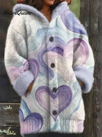 Purple Heart Printed Knit Hoodie