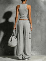 Casual Striped Cotton Vest And Pants Two-piece Set