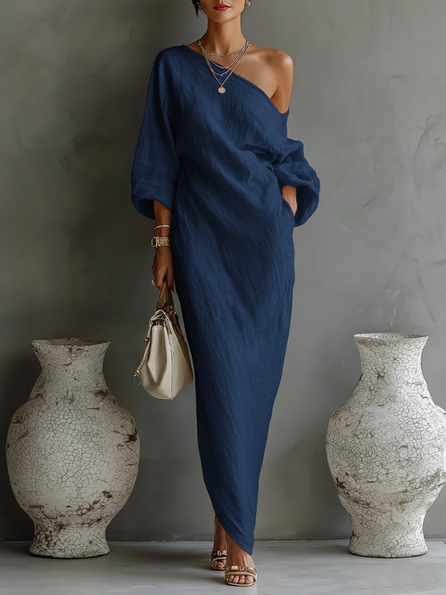 Elegant Irregular Off-the-shoulder Maxi Dress