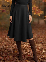 Women's Solid Color High-waisted Casual Loose A-line Skirt
