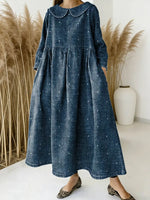 Women Dot Pattern Art Print Casual Denim Dress