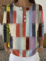 Women's Colorful Stripes Casual Printed Sweater