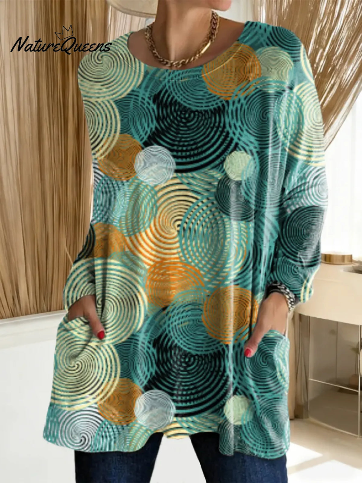 Women's Abstract Pattern Art Print Casual Cotton T-shirt