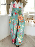 Women'sFlower Pattern Art Print Casual Cotton Denim Dress