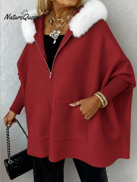 Women's Fur Collar Loose Casual Cape Coat