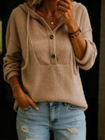 Women's Solid Color Hooded Crew Neck Long-sleeved Sweater