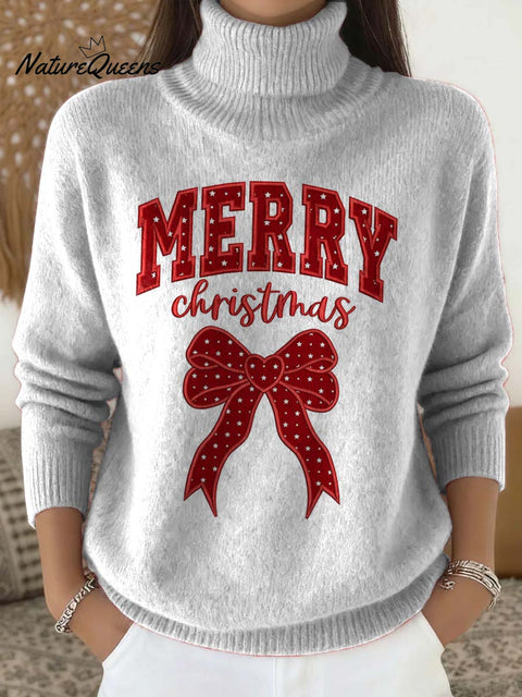Bowknot Merry Christmas decorative pattern Sweater