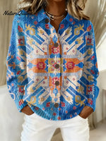 Women's Vintage Pattern Art Print Casual Cotton Knitted Sweater