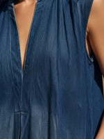 Midnight Blue Sleeveless Denim Maxi Dress