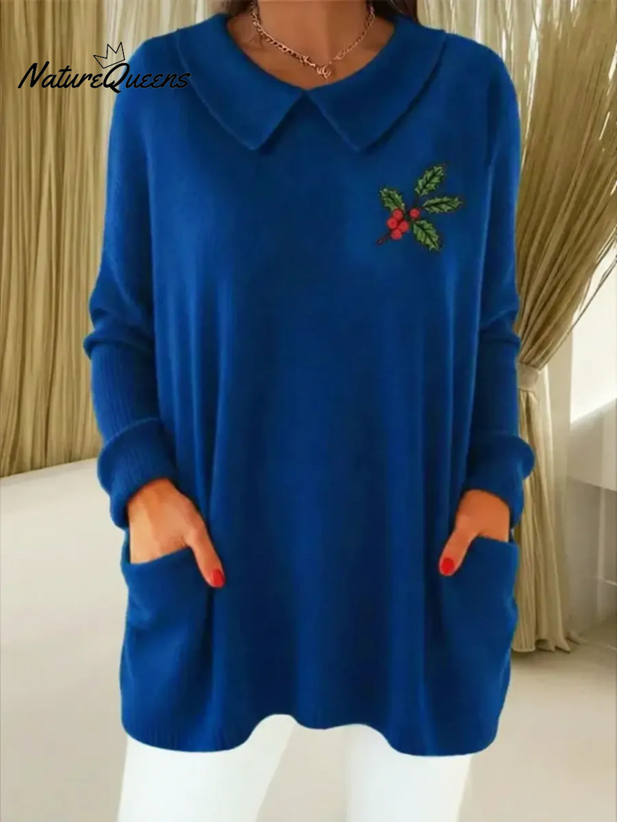 Women's Cozy Christmas Peter Pan Collar Sweater