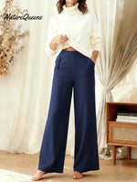 Women's Solid Color High-waisted Casual Loose Linen Wide-leg Pants