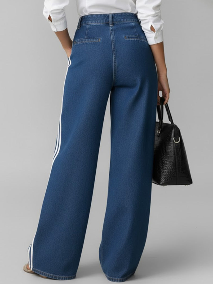 Women's High-waisted Loose-fitting Wide-leg Denim Jeans