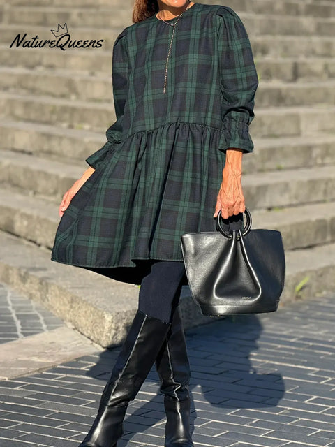 Women's Plaid Cotton Dress