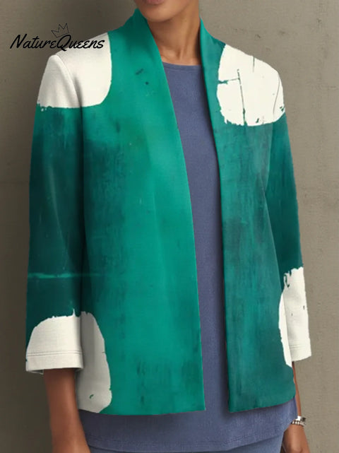 Women's Geometric Abstract Mosaic Color Pattern Art Print Casual Cotton Shirt