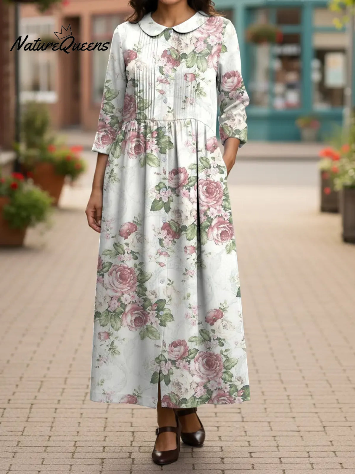 Women's Art Flowers Cotton And Linen Dress