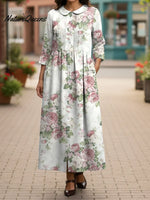 Women's Art Flowers Cotton And Linen Dress
