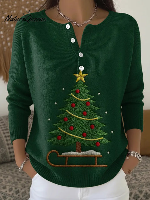 Women's Christmas Tree Casual Printed Sweater