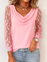 Women's Lace-trimmed Turtleneck Top