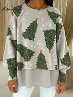 Women's Vintage ChristmasArt Print Casual Knitted Sweater