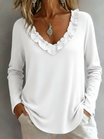 Cozy Ruffled V-neck Cotton Top